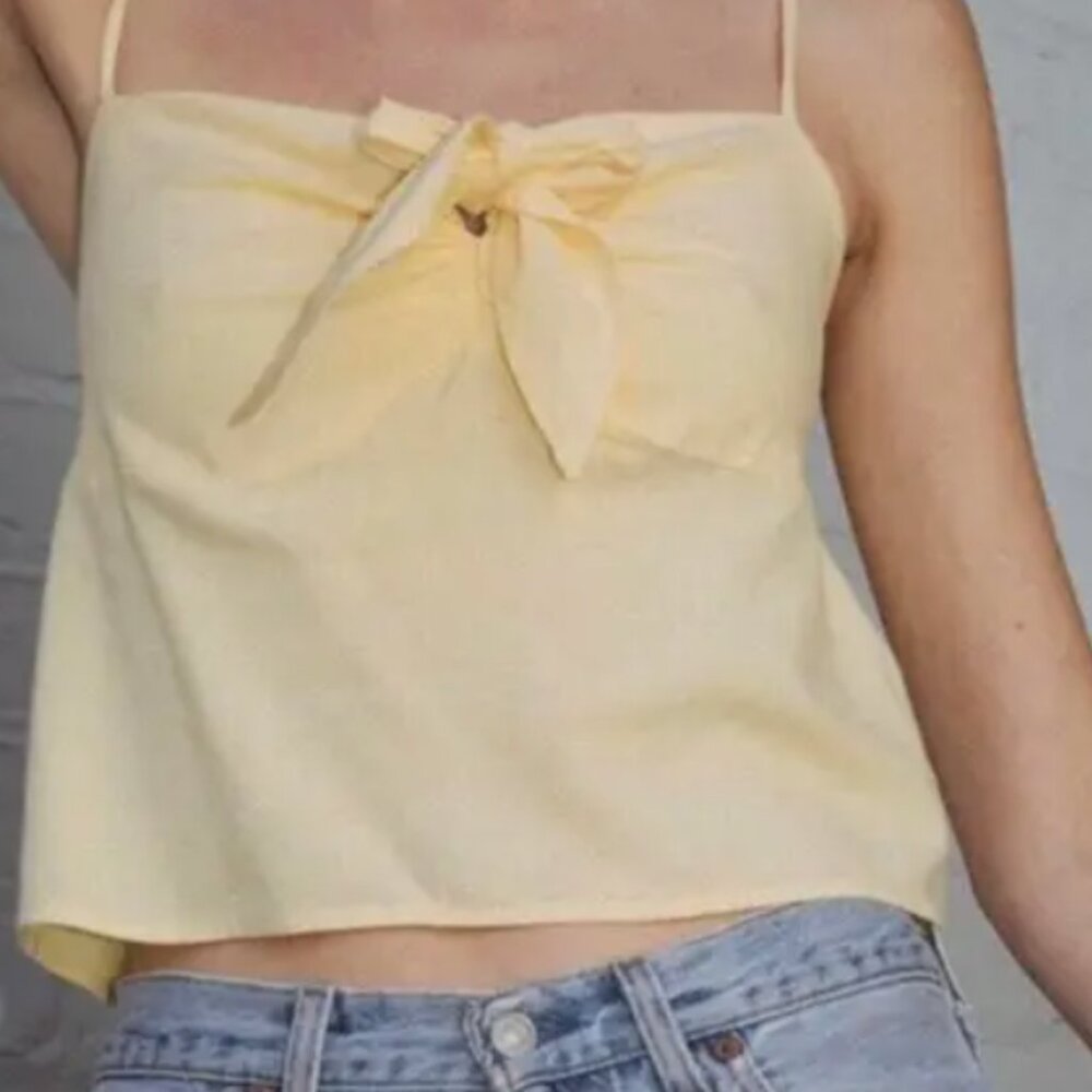 Brandy Melville Light Yellow Tie Up Tank Top